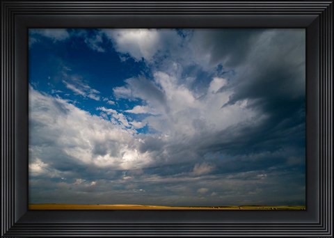 Framed Massive Summer Cloud Formations Over Wheat Fields Print