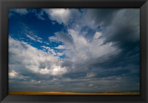 Framed Massive Summer Cloud Formations Over Wheat Fields Print