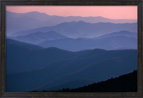 Framed Great Smoky Mountains National Park  Ridges At Sunset Print
