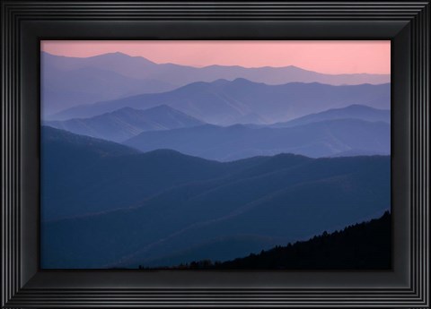 Framed Great Smoky Mountains National Park  Ridges At Sunset Print