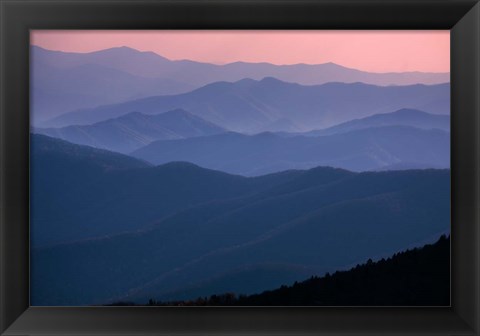 Framed Great Smoky Mountains National Park  Ridges At Sunset Print