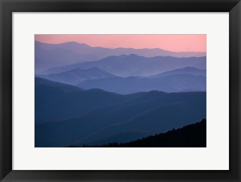 Framed Great Smoky Mountains National Park  Ridges At Sunset Print