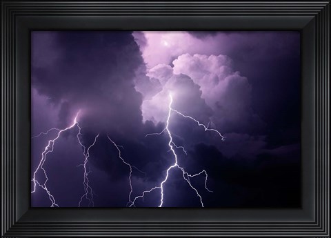Framed Composite Of Cloud-To-Cloud Lightning Bolts Print