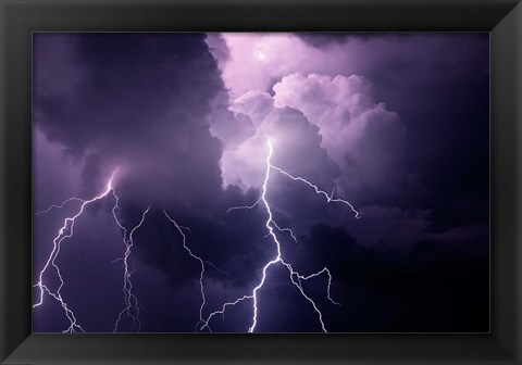 Framed Composite Of Cloud-To-Cloud Lightning Bolts Print