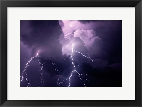 Framed Composite Of Cloud-To-Cloud Lightning Bolts Print