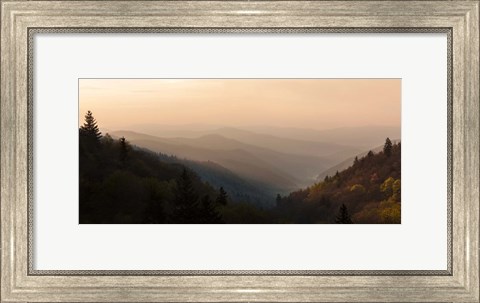 Framed Sunrise Panorama In The Great Smoky Mountains National Park Print