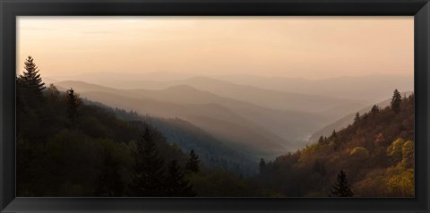 Framed Sunrise Panorama In The Great Smoky Mountains National Park Print