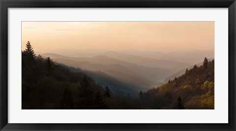 Framed Sunrise Panorama In The Great Smoky Mountains National Park Print