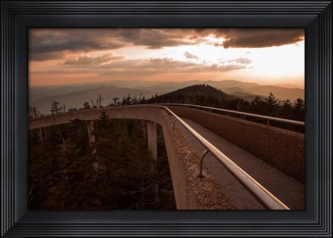Framed Sunset Over Walkway In The Great Smoky Mountains National Park Print
