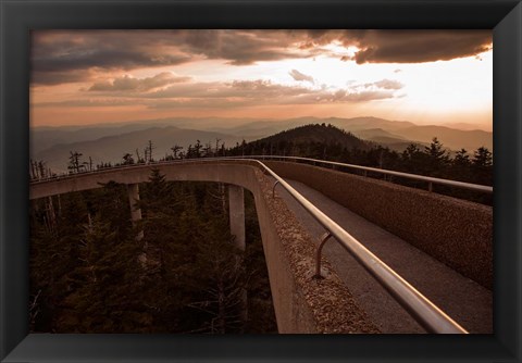 Framed Sunset Over Walkway In The Great Smoky Mountains National Park Print