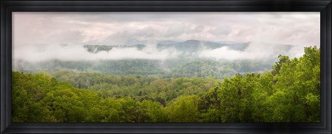 Framed Misty Morning Panorama Of The Greak Smoky Mountains National Park Print