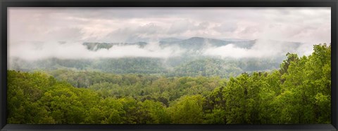 Framed Misty Morning Panorama Of The Greak Smoky Mountains National Park Print