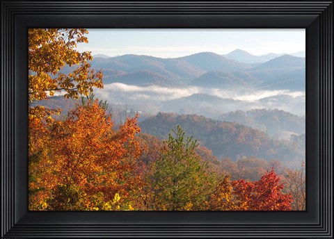 Framed Morning Light Fog Viewed From Foothills Parkway Print