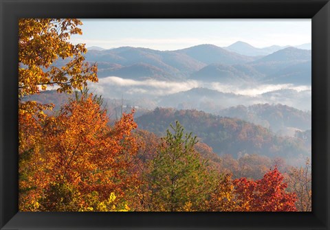 Framed Morning Light Fog Viewed From Foothills Parkway Print