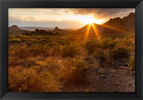 Framed Sunset In Big Bend National Park Print