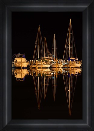Framed Pleasure Boats In Fulton Harbor Print
