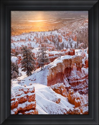 Framed Sunrise Point After Fresh Snowfall At Bryce Canyon National Park Print