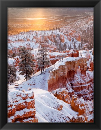 Framed Sunrise Point After Fresh Snowfall At Bryce Canyon National Park Print