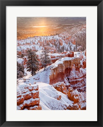 Framed Sunrise Point After Fresh Snowfall At Bryce Canyon National Park Print