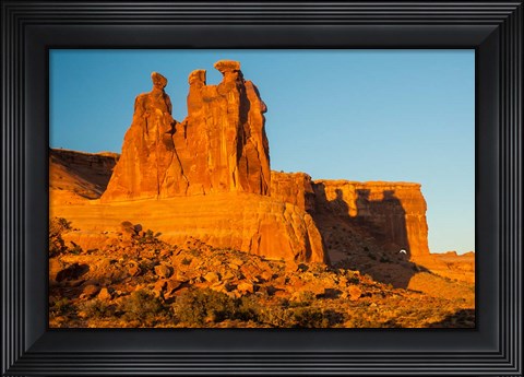 Framed Three Gossips Formation At Sunrise, Arches National Park Print