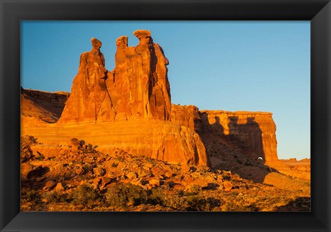 Framed Three Gossips Formation At Sunrise, Arches National Park Print