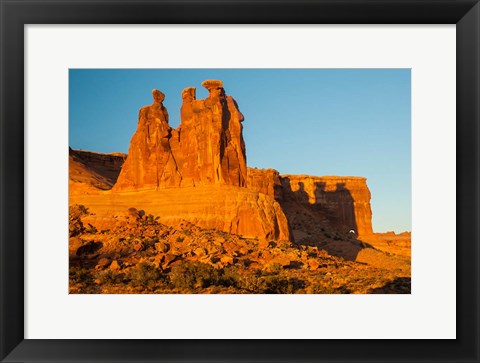 Framed Three Gossips Formation At Sunrise, Arches National Park Print