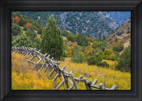 Framed Fence And Meadow Landscape, Utah Print