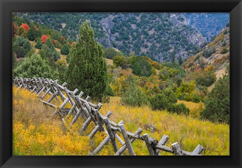 Framed Fence And Meadow Landscape, Utah Print