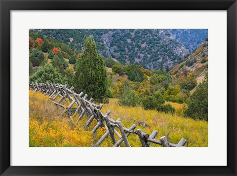 Framed Fence And Meadow Landscape, Utah Print