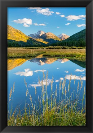 Framed Reflective River With The Wasatch Mountains, Utah Print