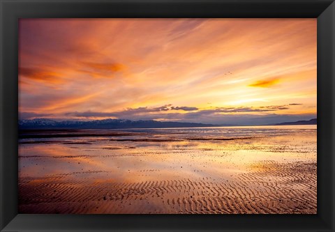 Framed Sunset Over The Great Salt Lake, Utah Print