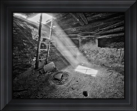 Framed Ancient Kiva On, Cedar Mesa, Utah (BW) Print