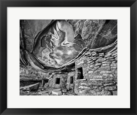 Framed Anasazi Granary, Cedar Mesa, Utah (BW) Print