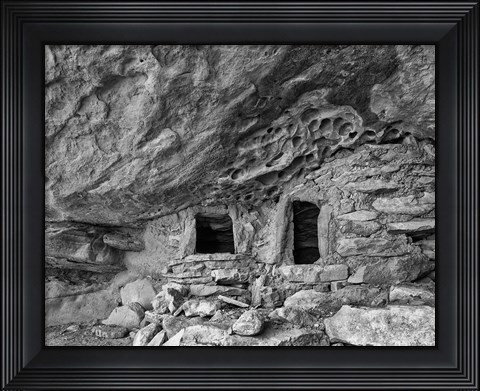 Framed Ancient Granary Slickhorn Canyon, Cedar Mesa, Utah (BW) Print