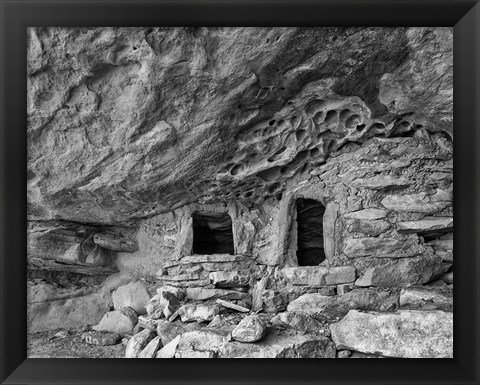 Framed Ancient Granary Slickhorn Canyon, Cedar Mesa, Utah (BW) Print