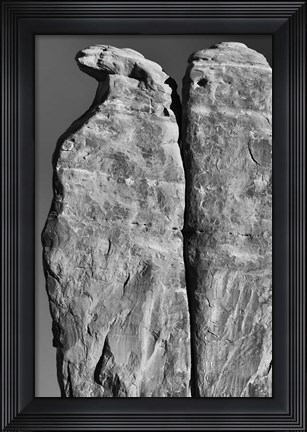Framed Penguins Rock Formation, Utah (BW) Print