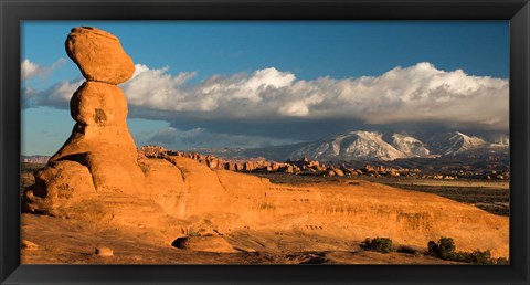 Framed Sunset On A Balanced Rock Monolith, Arches National Park Print