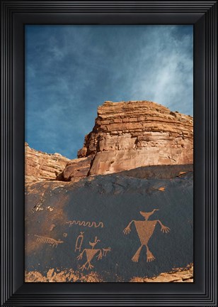 Framed Duck Headed Man Petroglyph, Cedar Mesa, Utah Print