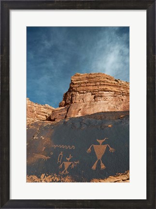 Framed Duck Headed Man Petroglyph, Cedar Mesa, Utah Print