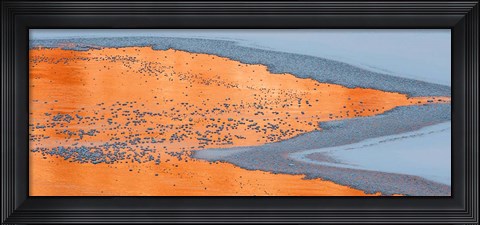 Framed Colorado River Ice And Canyon Wall Reflections, Moab, Utah Print