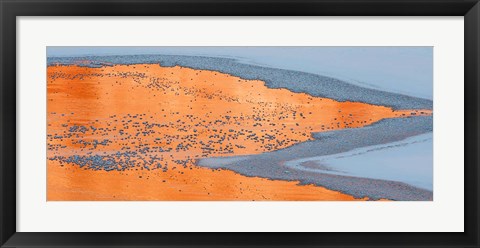 Framed Colorado River Ice And Canyon Wall Reflections, Moab, Utah Print