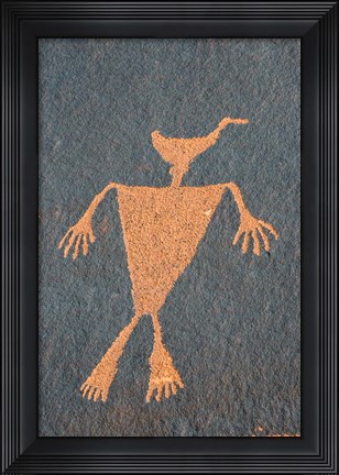 Framed Detail Of A Duck Headed Man Petroglyph, Utah Print