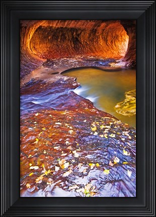 Framed Subway Along North Creek With Fallen Leaves, Utah Print