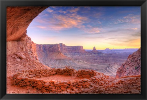 Framed Evening Light On False Kiva, Island In The Sky, Utah Print