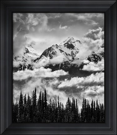 Framed Mount Carrie And Carrie Glacier, Washington (BW) Print