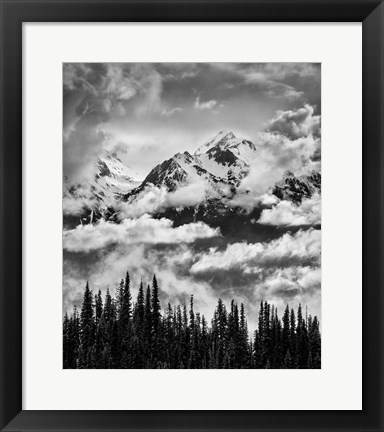 Framed Mount Carrie And Carrie Glacier, Washington (BW) Print