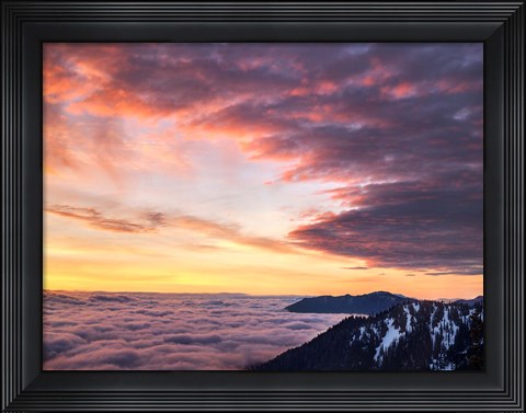 Framed Dawn On Hurricane Ridge Road, Washington Print