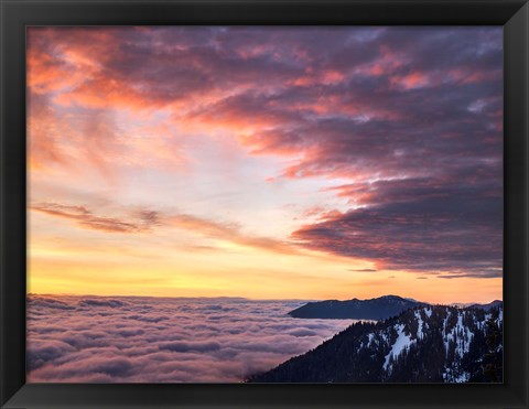 Framed Dawn On Hurricane Ridge Road, Washington Print