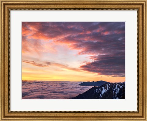 Framed Dawn On Hurricane Ridge Road, Washington Print