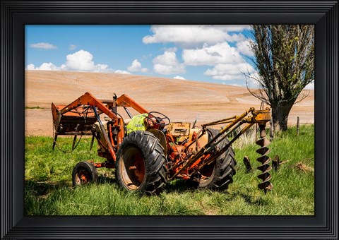 Framed Tractor Used For Fence Building, Washington Print